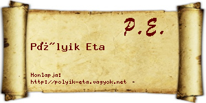 Pólyik Eta névjegykártya